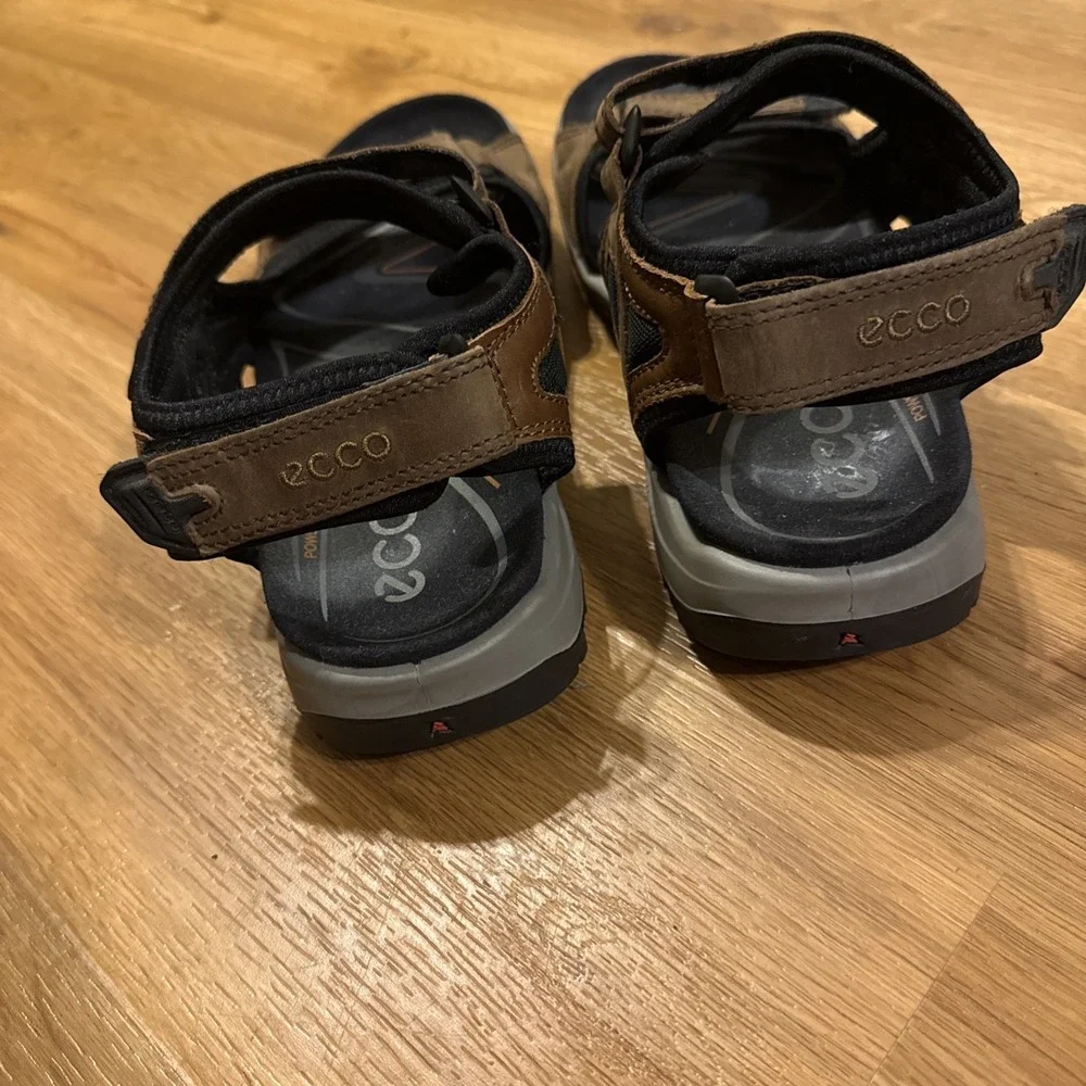 ECCO Men's Brown Leather Sports Sandals EU 43 US 9 - 9.5 Adjustable Walking